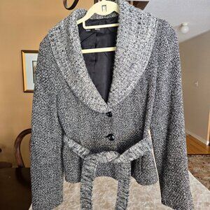 MNG (Mango) Grey Knit Belted Cardigan – US 4 – Elegant & Feminine